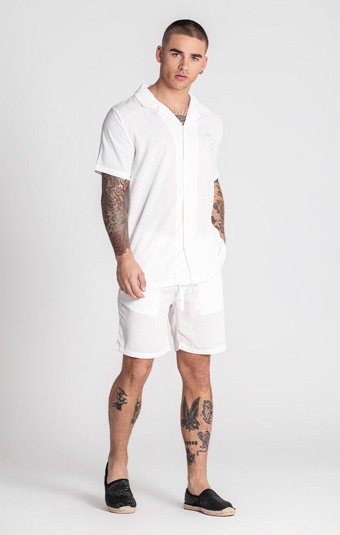 White Linen Hawaiian Shirt