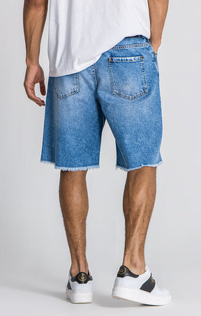 Light Blue Palms Denim Shorts