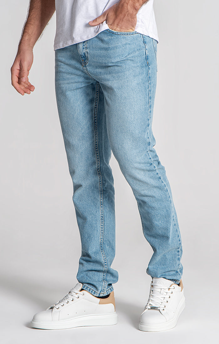 Light Blue Straight-Leg Jeans