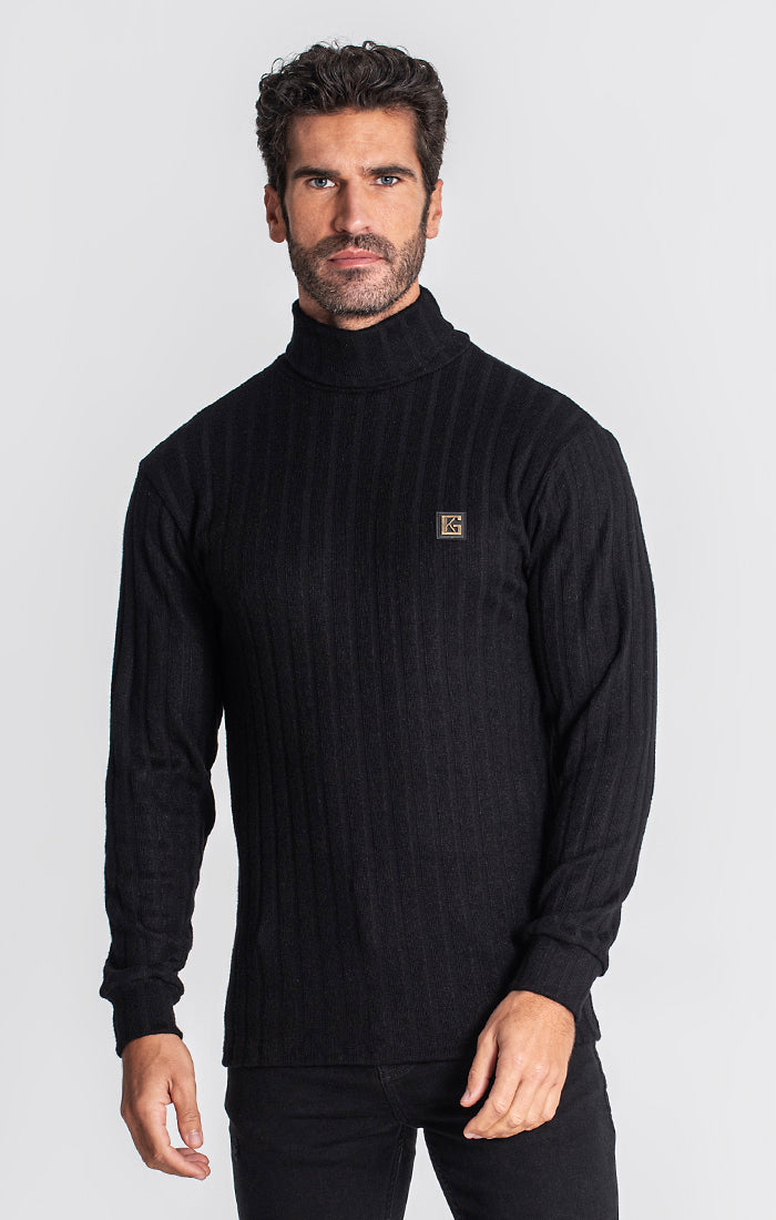 Black Ribbed Turtleneck