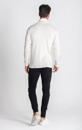 White Ribbed Turtleneck