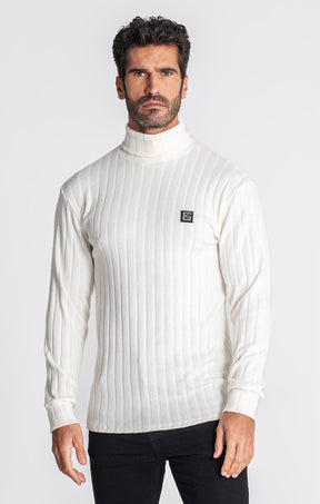 White Ribbed Turtleneck