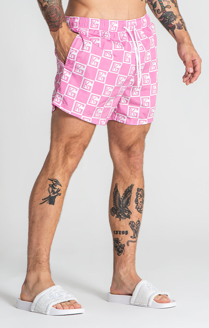 Pink Checkers Swimshorts