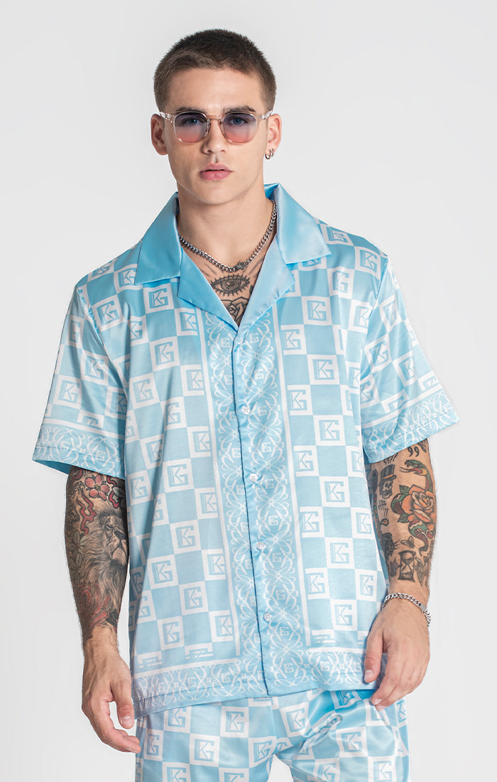 Blue Checkers Satin Shirt