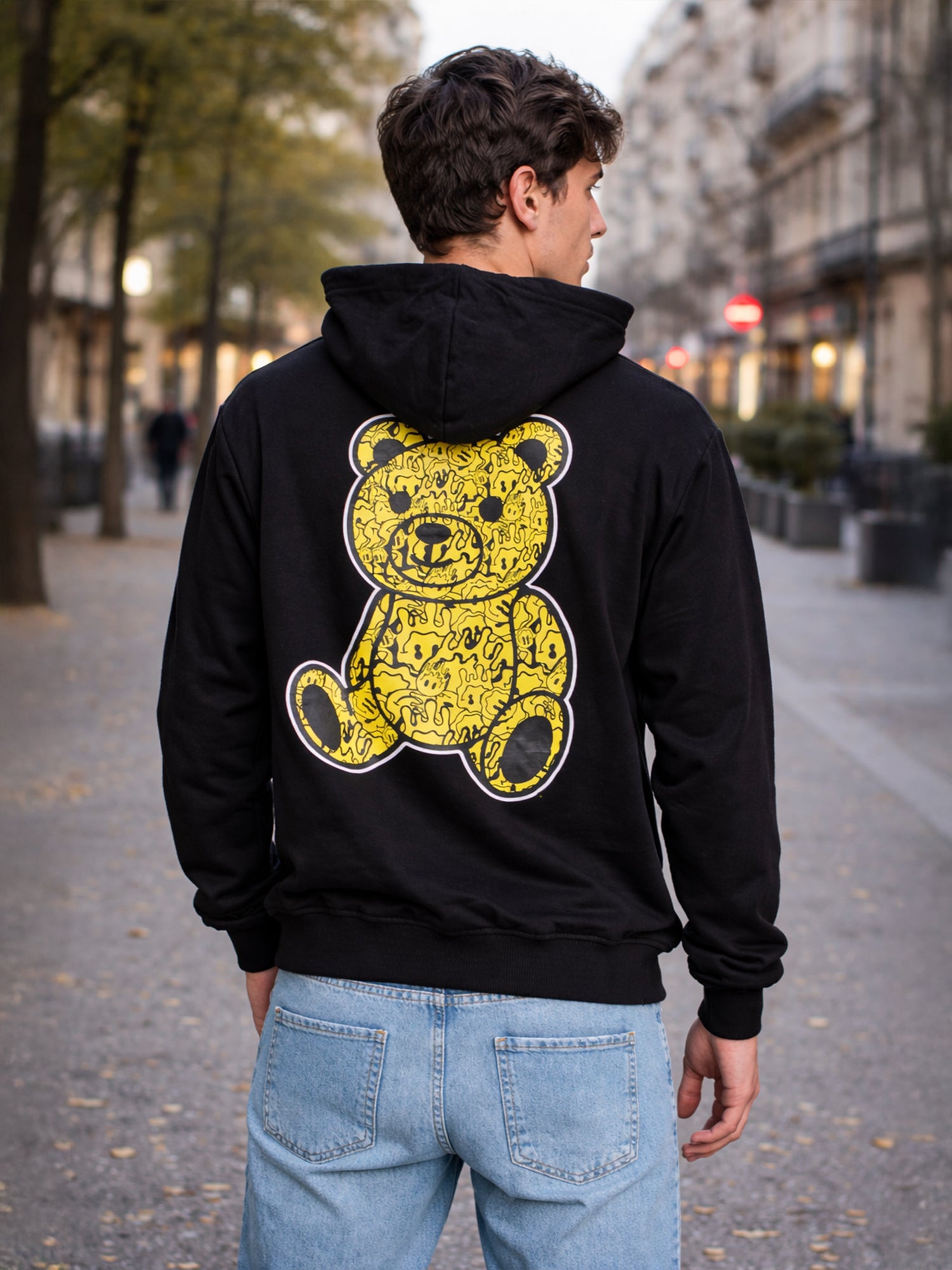 Black Smiley Bear Hoodie