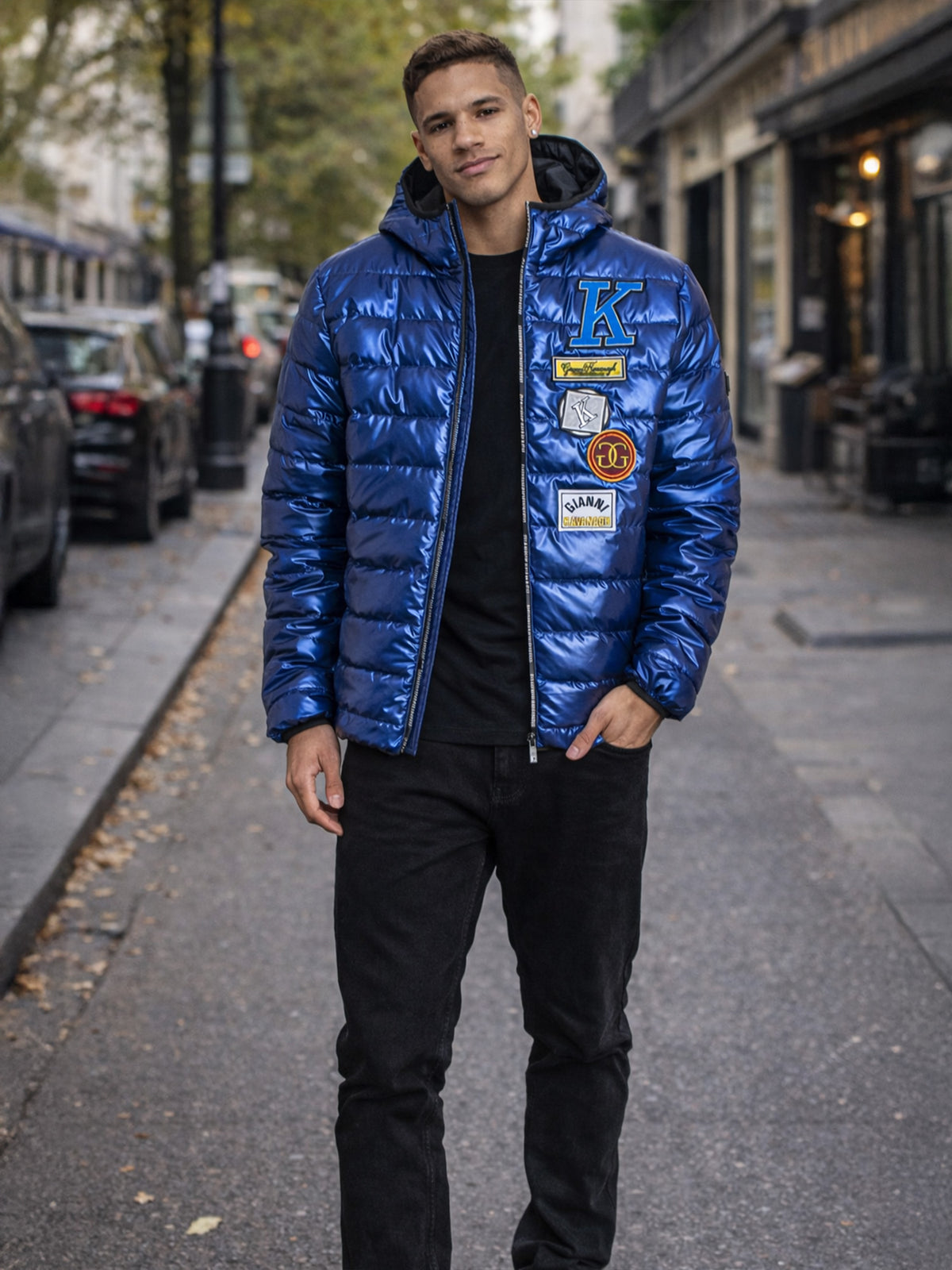 Blue Collage Hoodie Jacket