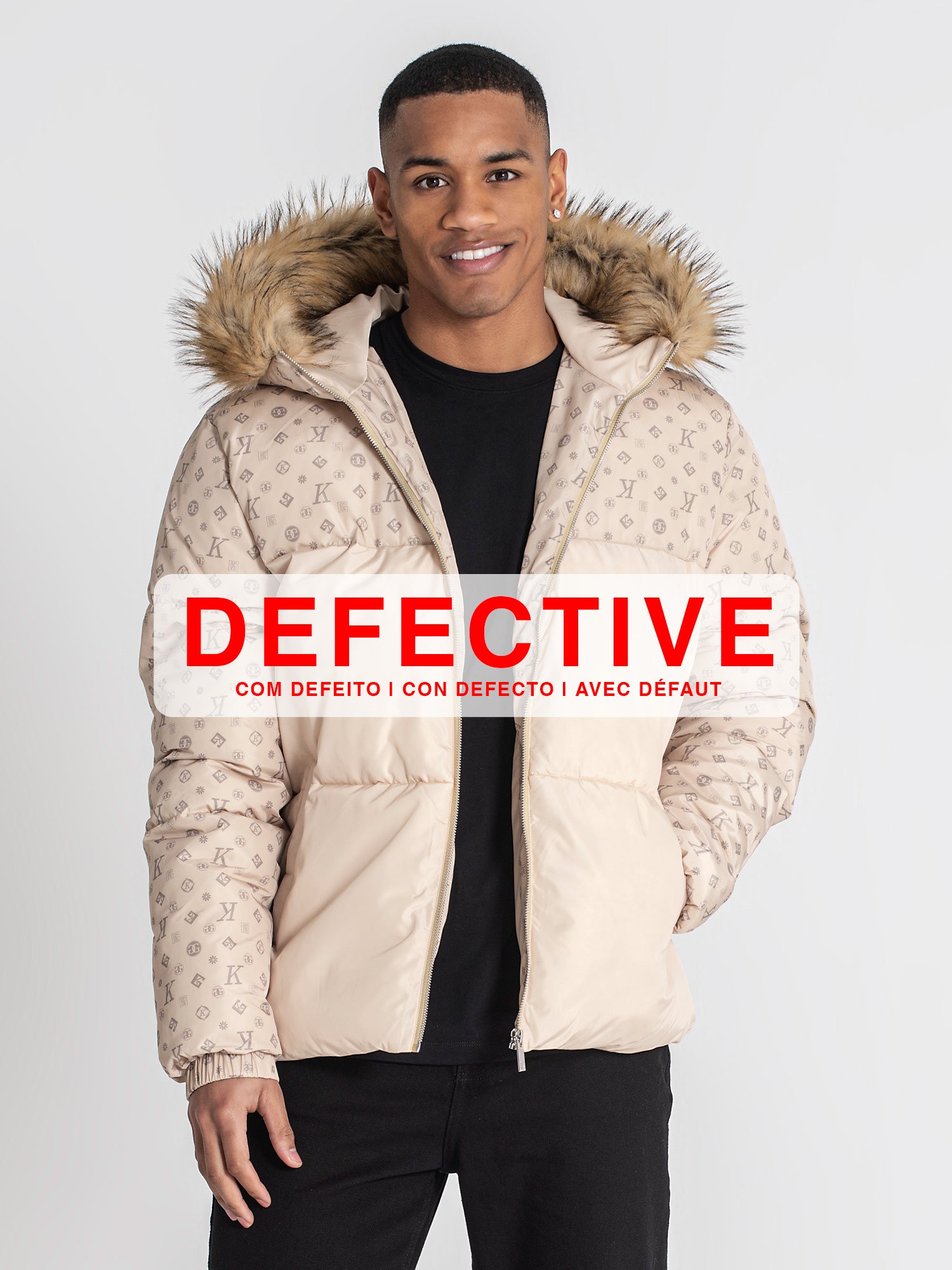 Beige Logomania Puffer Jacket (Defective)