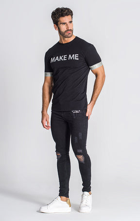 Black Wet Elastic Tee