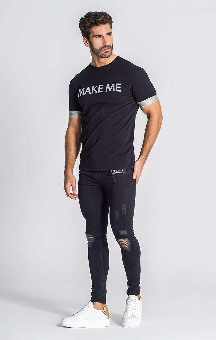 Black Wet Elastic Tee