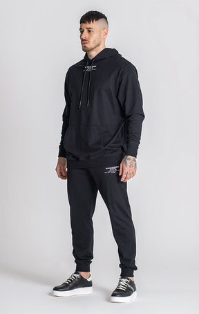 Black Warning Oversized Hoodie