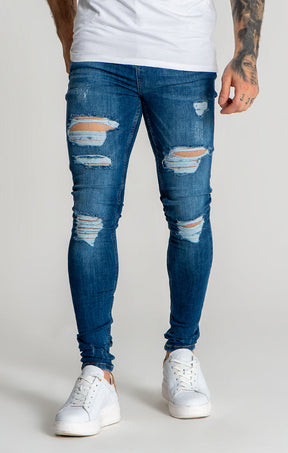 Dark Blue Core Destroyed Jeans