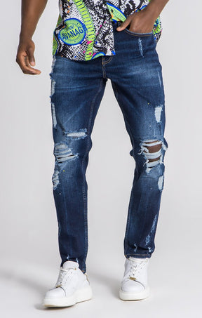 Dark Blue Straight Leg Jeans