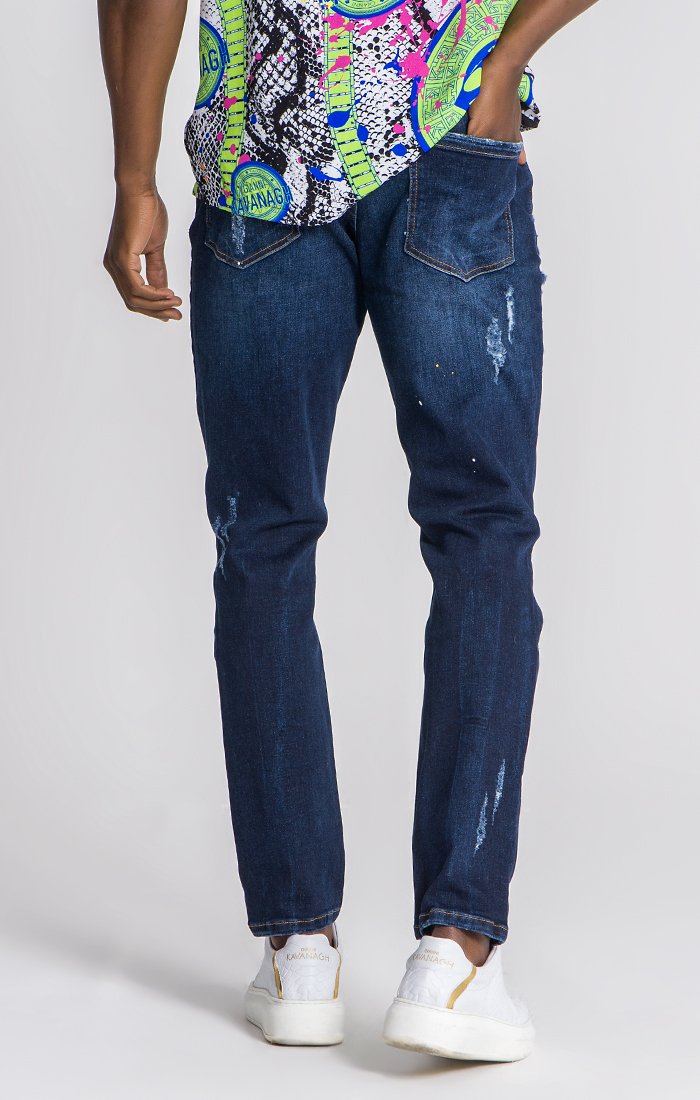 Dark Blue Straight Leg Jeans