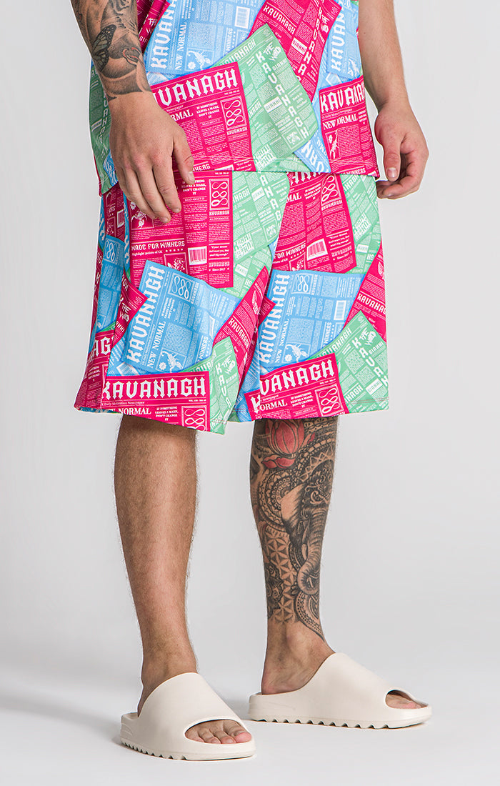 Multicolor IDGAF Print Shorts