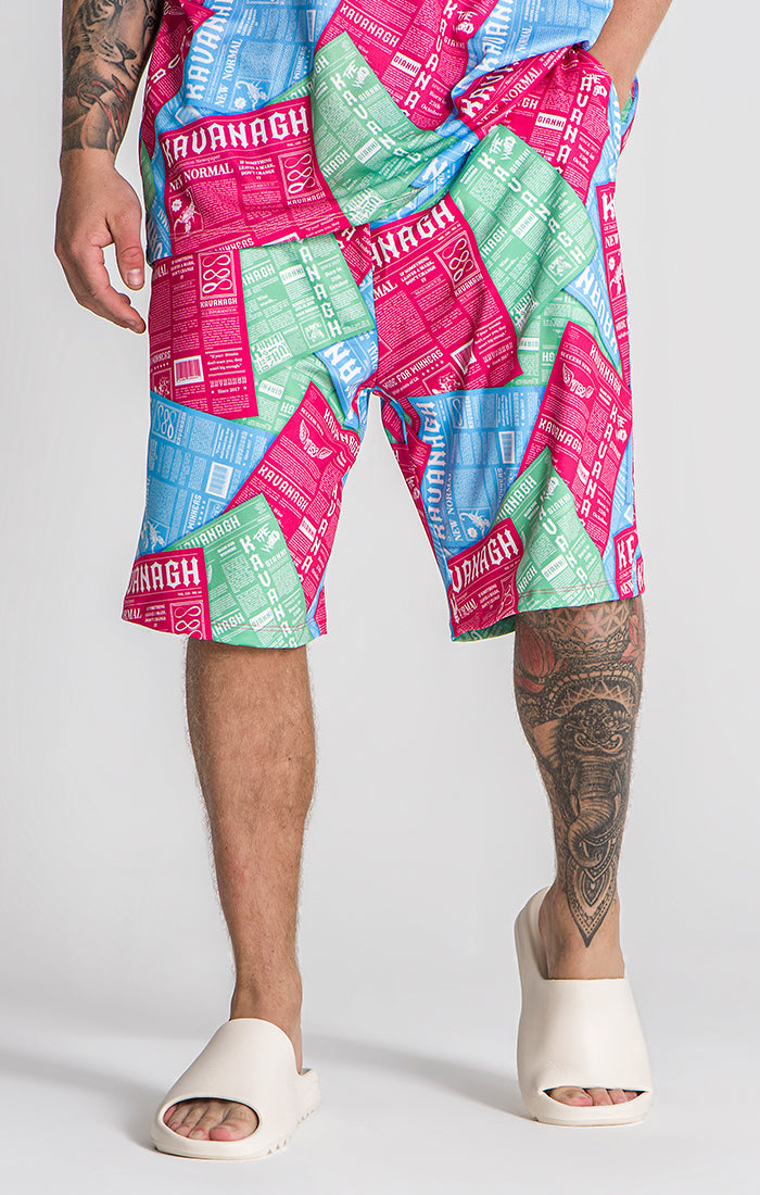 Multicolor IDGAF Print Shorts