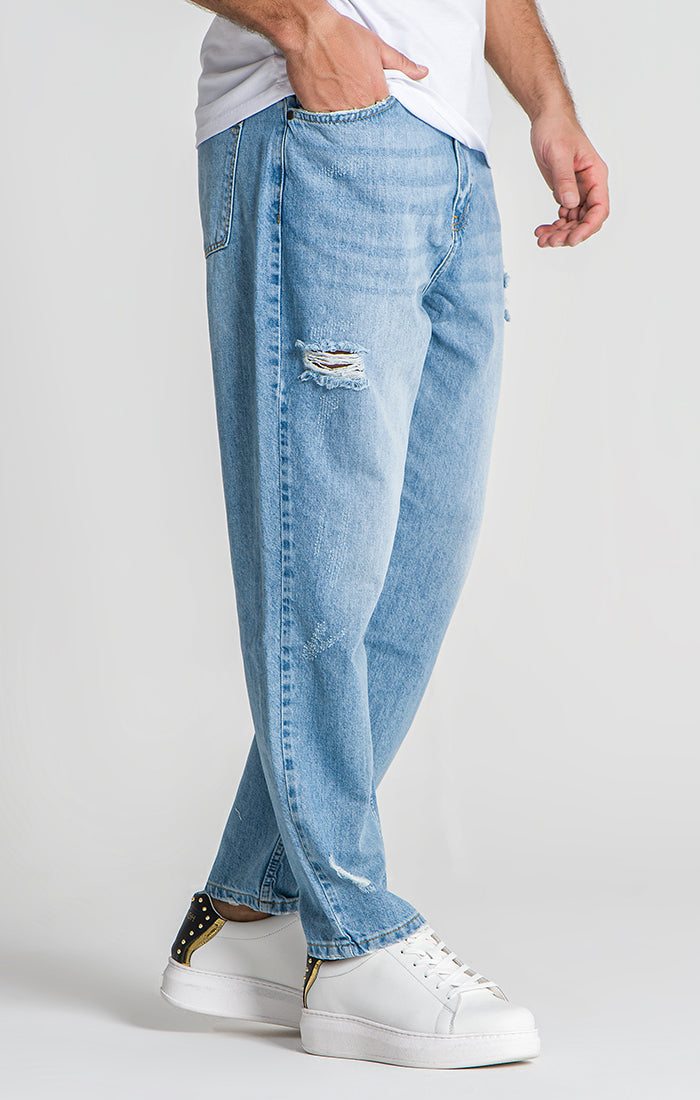 Light Blue Ripped Balloon Leg Jeans