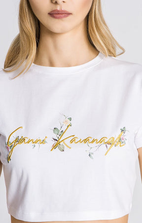 White Botanic Affair Cropped Tee