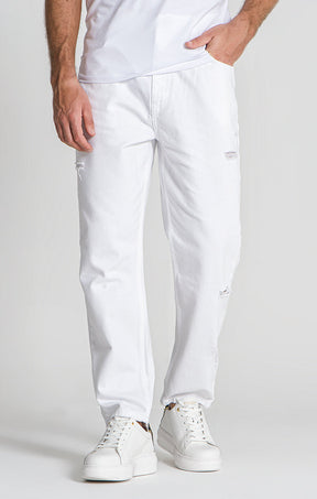 White Ripped Balloon Leg Jeans